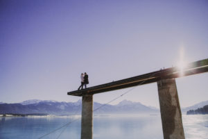 Couple on footbridge Couple on footbridge